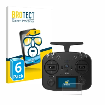 Parte frontal de un envase de producto con el logotipo de la marca BROTECT. Al lado se muestra el dispositivo FrSky TWIN X14 c