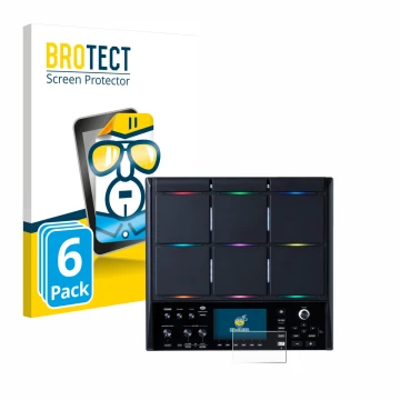 Parte frontal de un envase de producto con el logotipo de la marca BROTECT. Al lado se muestra el dispositivo Roland SPD-SX PR