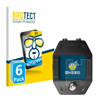 Parte frontal de un envase de producto con el logotipo de la marca BROTECT. Al lado se muestra el dispositivo Shure GLXD16+ co