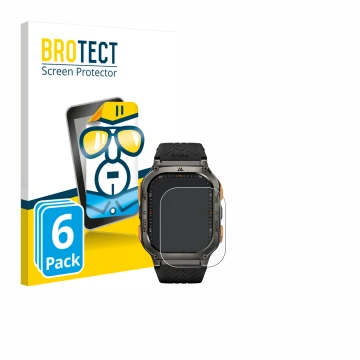 Parte frontal de un envase de producto con el logotipo de la marca BROTECT. Al lado se muestra el dispositivo Kospet Tank M3 U