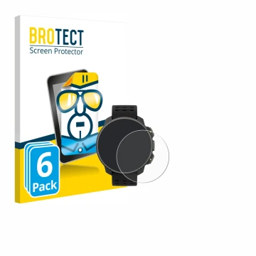 Parte frontal de un envase de producto con el logotipo de la marca BROTECT. Al lado se muestra el dispositivo Suunto Vertical 