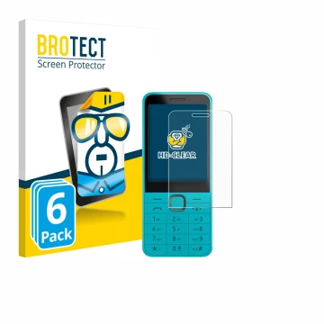 Parte frontal de un envase de producto con el logotipo de la marca BROTECT. Al lado se muestra el dispositivo Nokia 235 4G (20