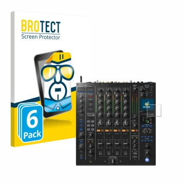 Parte frontal de un envase de producto con el logotipo de la marca BROTECT. Al lado se muestra el dispositivo Pioneer DJM A9 c