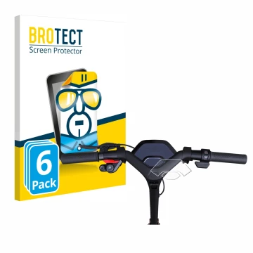 Parte frontal de un envase de producto con el logotipo de la marca BROTECT. Al lado se muestra el dispositivo Segway Ninebot P