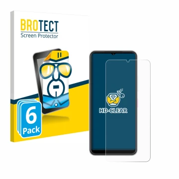 Parte frontal de un envase de producto con el logotipo de la marca BROTECT. Al lado se muestra el dispositivo Telekom T Phone 