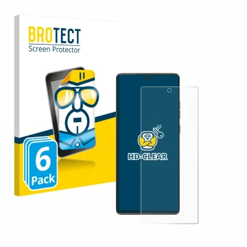 Parte frontal de un envase de producto con el logotipo de la marca BROTECT. Al lado se muestra el dispositivo Motorola Moto G8