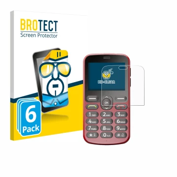 Parte frontal de un envase de producto con el logotipo de la marca BROTECT. Al lado se muestra el dispositivo Doro 1880 con su