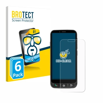 Parte frontal de un envase de producto con el logotipo de la marca BROTECT. Al lado se muestra el dispositivo SPC Zeus 4G Pro 