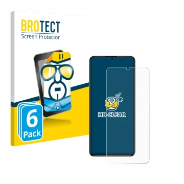 Parte frontal de un envase de producto con el logotipo de la marca BROTECT. Al lado se muestra el dispositivo Oukitel C50 con 