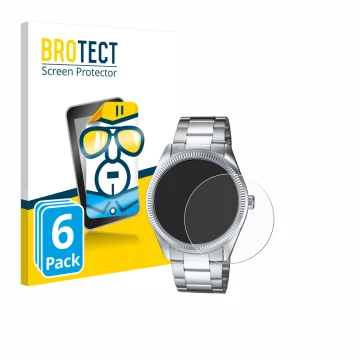 Parte frontal de un envase de producto con el logotipo de la marca BROTECT. Al lado se muestra el dispositivo Casio MTP-1302PD