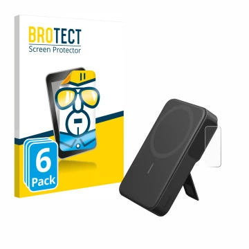 Parte frontal de un envase de producto con el logotipo de la marca BROTECT. Al lado se muestra el dispositivo Anker MagGo con 