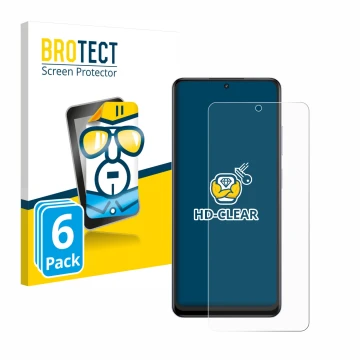 Parte frontal de un envase de producto con el logotipo de la marca BROTECT. Al lado se muestra el dispositivo realme 12 4G con