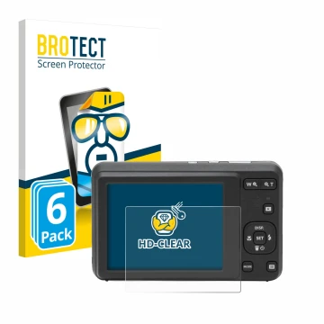 Parte frontal de un envase de producto con el logotipo de la marca BROTECT. Al lado se muestra el dispositivo Kodak Pixpro FZ5