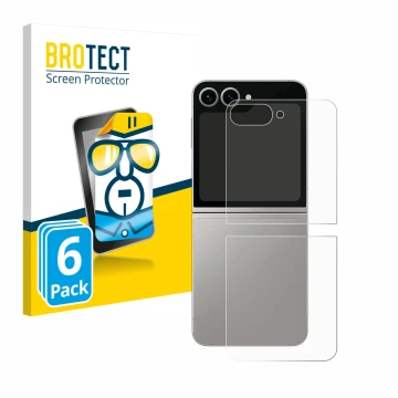 Parte frontal de un envase de producto con el logotipo de la marca BROTECT. Al lado se muestra el dispositivo Samsung Galaxy Z