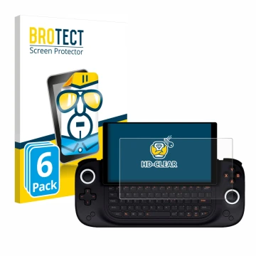 Parte frontal de un envase de producto con el logotipo de la marca BROTECT. Al lado se muestra el dispositivo Ayaneo Slide con