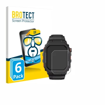 Parte frontal de un envase de producto con el logotipo de la marca BROTECT. Al lado se muestra el dispositivo Zeblaze Ares GPS