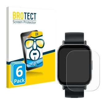 Parte frontal de un envase de producto con el logotipo de la marca BROTECT. Al lado se muestra el dispositivo Xiaomi Redmi Wat