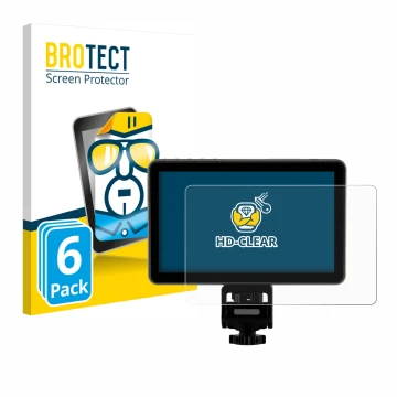 Parte frontal de un envase de producto con el logotipo de la marca BROTECT. Al lado se muestra el dispositivo Rollei Viltrox D