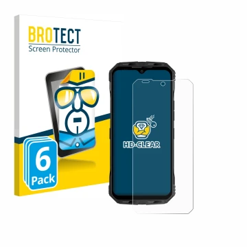 Parte frontal de un envase de producto con el logotipo de la marca BROTECT. Al lado se muestra el dispositivo Doogee V Max Plu