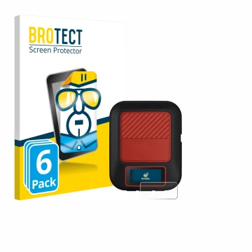 Parte frontal de un envase de producto con el logotipo de la marca BROTECT. Al lado se muestra el dispositivo Garmin inReach M