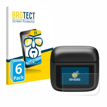 Parte frontal de un envase de producto con el logotipo de la marca BROTECT. Al lado se muestra el dispositivo JBL Tour Pro 3 c