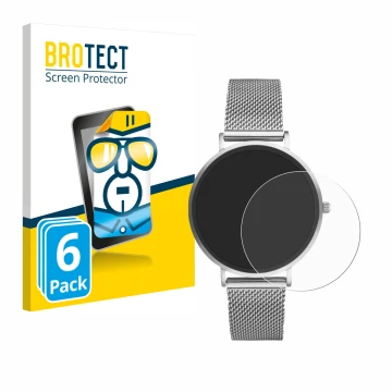 Parte frontal de un envase de producto con el logotipo de la marca BROTECT. Al lado se muestra el dispositivo Xcoast X-Watch S