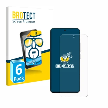 Parte frontal de un envase de producto con el logotipo de la marca BROTECT. Al lado se muestra el dispositivo Xiaomi 15 con su