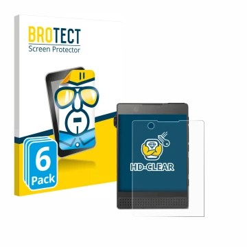 Parte frontal de un envase de producto con el logotipo de la marca BROTECT. Al lado se muestra el dispositivo Light Phone 3 co