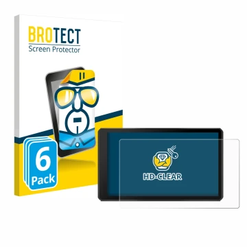 Parte frontal de un envase de producto con el logotipo de la marca BROTECT. Al lado se muestra el dispositivo Garmin Tread 2 P