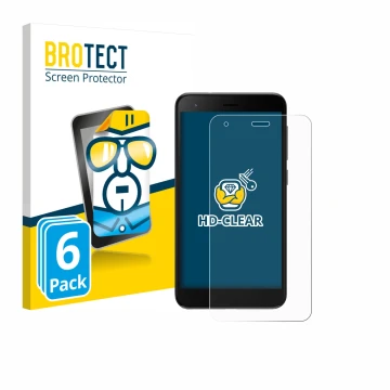 Parte frontal de un envase de producto con el logotipo de la marca BROTECT. Al lado se muestra el dispositivo ZTE Blade A35 li