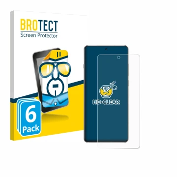 Parte frontal de un envase de producto con el logotipo de la marca BROTECT. Al lado se muestra el dispositivo OnePlus 13R con 