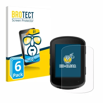 Parte frontal de un envase de producto con el logotipo de la marca BROTECT. Al lado se muestra el dispositivo Garmin Edge 840 