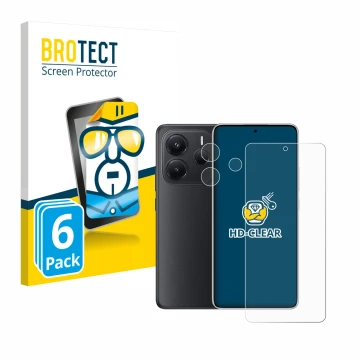 Parte frontal de un envase de producto con el logotipo de la marca BROTECT. Al lado se muestra el dispositivo Xiaomi Redmi Not