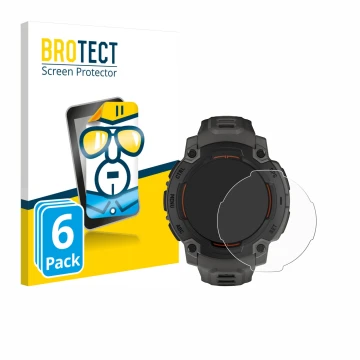 Parte frontal de un envase de producto con el logotipo de la marca BROTECT. Al lado se muestra el dispositivo Garmin Instinct 