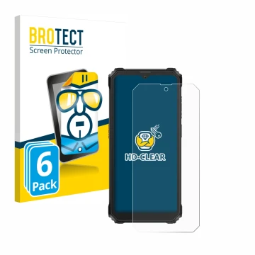 Parte frontal de un envase de producto con el logotipo de la marca BROTECT. Al lado se muestra el dispositivo Blackview BV6200