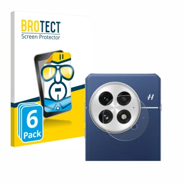 Parte frontal de un envase de producto con el logotipo de la marca BROTECT. Al lado se muestra el dispositivo OnePlus 13 (SÓLO