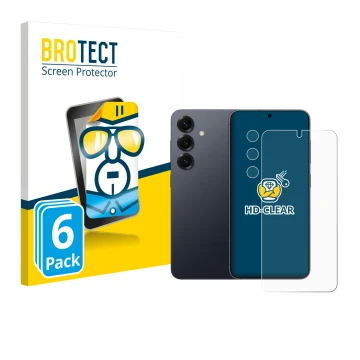 Parte frontal de un envase de producto con el logotipo de la marca BROTECT. Al lado se muestra el dispositivo Samsung Galaxy S