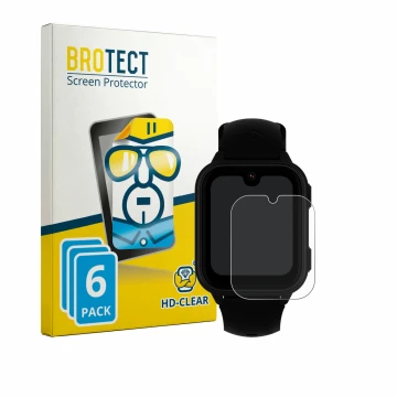 Parte frontal de un envase de producto con el logotipo de la marca BROTECT. Al lado se muestra el dispositivo Garett Kids Vibe