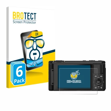 Parte frontal de un envase de producto con el logotipo de la marca BROTECT. Al lado se muestra el dispositivo Yashica City 100