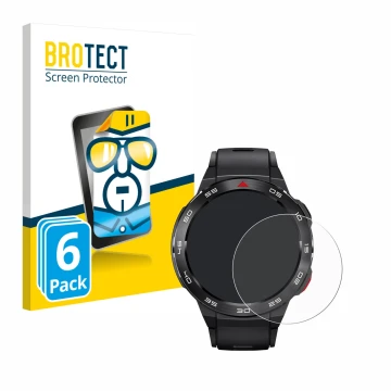 Parte frontal de un envase de producto con el logotipo de la marca BROTECT. Al lado se muestra el dispositivo Xiaomi Mibro GS 