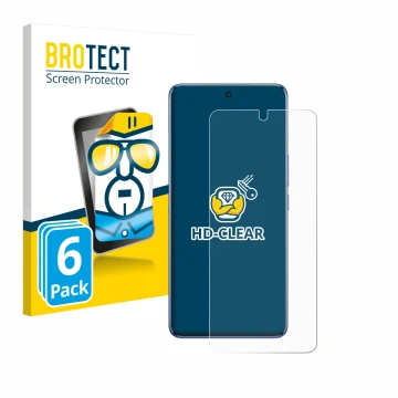 Parte frontal de un envase de producto con el logotipo de la marca BROTECT. Al lado se muestra el dispositivo Vivo V50 con su 