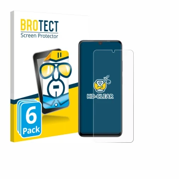 Parte frontal de un envase de producto con el logotipo de la marca BROTECT. Al lado se muestra el dispositivo ZTE Blade V70 Ma