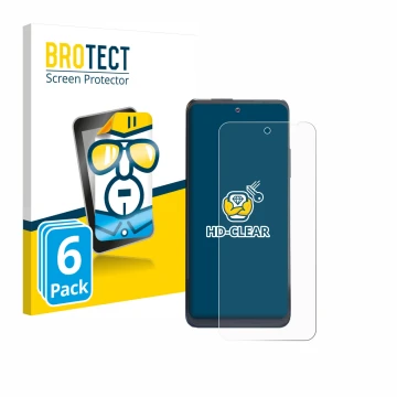 Parte frontal de un envase de producto con el logotipo de la marca BROTECT. Al lado se muestra el dispositivo Thuraya One con 