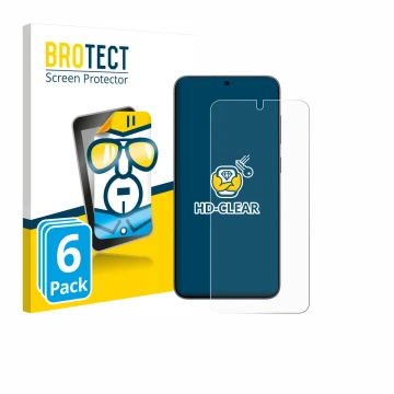 Parte frontal de un envase de producto con el logotipo de la marca BROTECT. Al lado se muestra el dispositivo Samsung Galaxy S