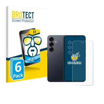 Parte frontal de un envase de producto con el logotipo de la marca BROTECT. Al lado se muestra el dispositivo Samsung Galaxy S