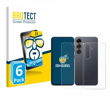 Parte frontal de un envase de producto con el logotipo de la marca BROTECT. Al lado se muestra el dispositivo Samsung Galaxy S