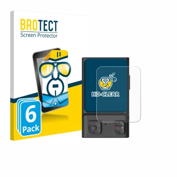 Parte frontal de un envase de producto con el logotipo de la marca BROTECT. Al lado se muestra el dispositivo Hoverair Beacon 