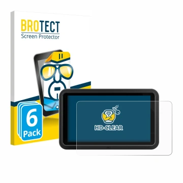 Parte frontal de un envase de producto con el logotipo de la marca BROTECT. Al lado se muestra el dispositivo Atomos Shinobi G