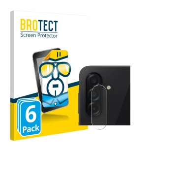 Parte frontal de un envase de producto con el logotipo de la marca BROTECT. Al lado se muestra el dispositivo Samsung Galaxy A