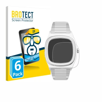 Parte frontal de un envase de producto con el logotipo de la marca BROTECT. Al lado se muestra el dispositivo Timex Reissue 19